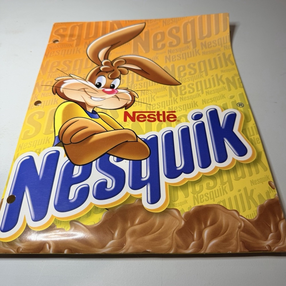Nesquik Nestle Chocolate Drink Folder Kids School 3 Ring RARE VTG 90's